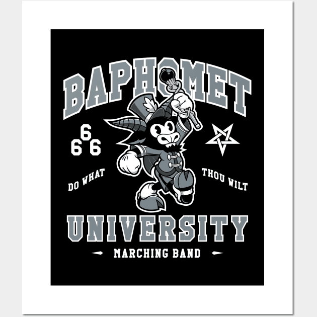 Baphomet University - Vintage Cartoon Devil - Satanic Marching Band Wall Art by Nemons